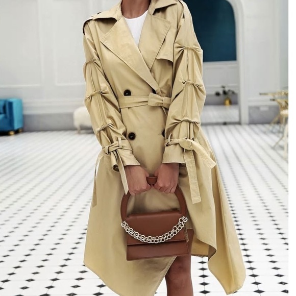 Jackets & Blazers - Women Light long coat Double breasted khaki